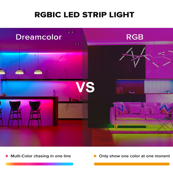 Dreamcolor LED Light Strip Bluetooth Music APP Control WS2811 WS2812B RGBIC Flexible Led Strip Room Bedroom Party Kitchen 5m-20m