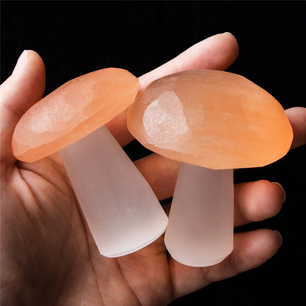 1pcs Mushroom Decor Natural Selenite Quartz Crystal Polished Stones Home Decoration Reiki Healing Natural Quartz Stone Selenita