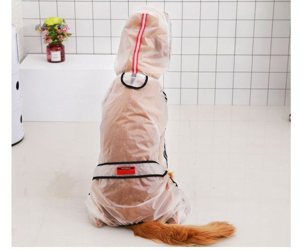 Pet Raincoat Puppy Four Feet Hooded Transparent Waterproof Teddy Large Dog Rain Out Clothes for Animals