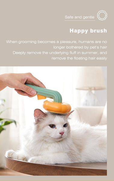 Pumpkin Self Cleaning Slicker Comb for Dog Cat Puppy Rabbit, Grooming Brush Tool Gently Removes Loose Undercoat Tangled Hair