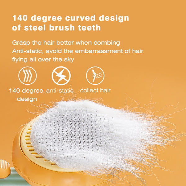 Pumpkin Self Cleaning Slicker Comb for Dog Cat Puppy Rabbit, Grooming Brush Tool Gently Removes Loose Undercoat Tangled Hair