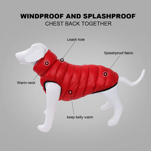 Warm Winter Dog Clothes Vest Reversible Dogs Jacket Coat 3 Layer Thick Pet Clothing Waterproof Outfit for Small Large Dogs