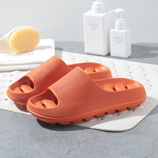 Women Indoor Slippers Thick Sole Cut-out Summer Shoes Woman Men Bathroom Slides Soft  Home Platform Slipper