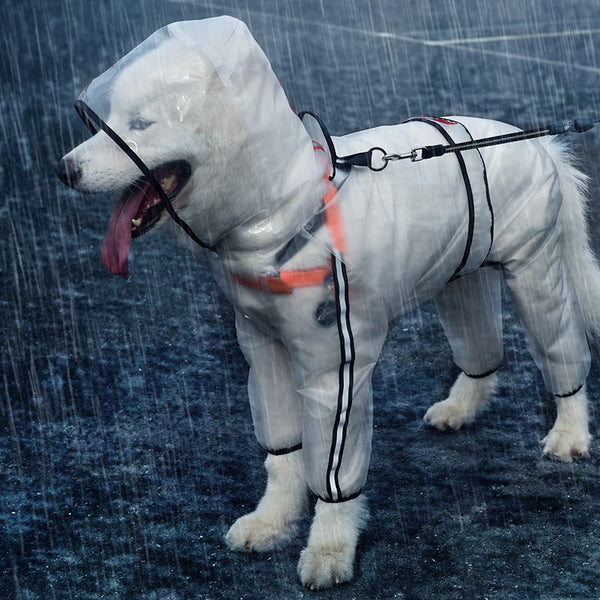 Pet Raincoat Puppy Four Feet Hooded Transparent Waterproof Teddy Large Dog Rain Out Clothes for Animals