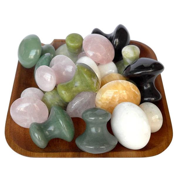 Rose Quartz Mushroom Foot Massage Stone Crystal Jade Facial Body Thin Anti-wrinkle Relaxation Beauty Health Care Tool