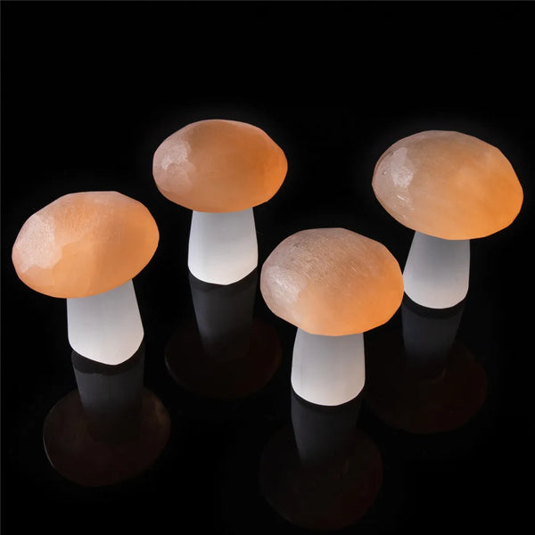 1pcs Mushroom Decor Natural Selenite Quartz Crystal Polished Stones Home Decoration Reiki Healing Natural Quartz Stone Selenita