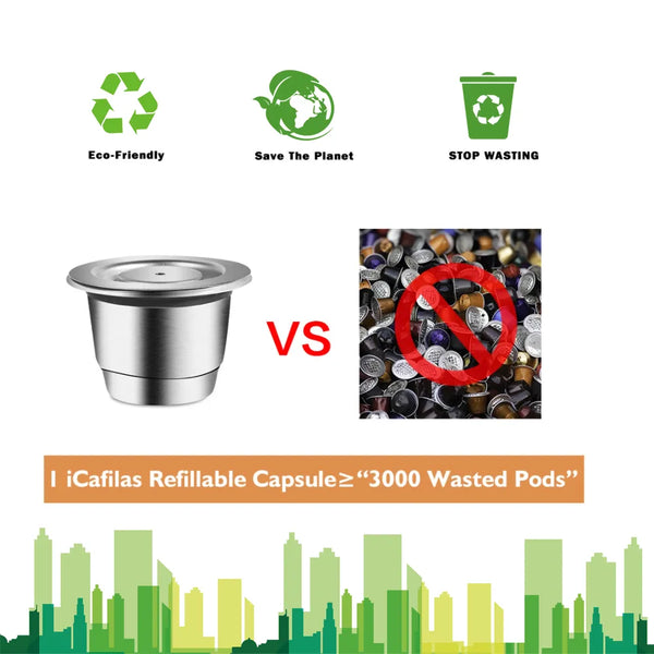 Nespresso Reusable Coffee Capsule Stainless Steel Refillable Filters Espresso Cup Fit Inissia & Pixie Coffee Maker