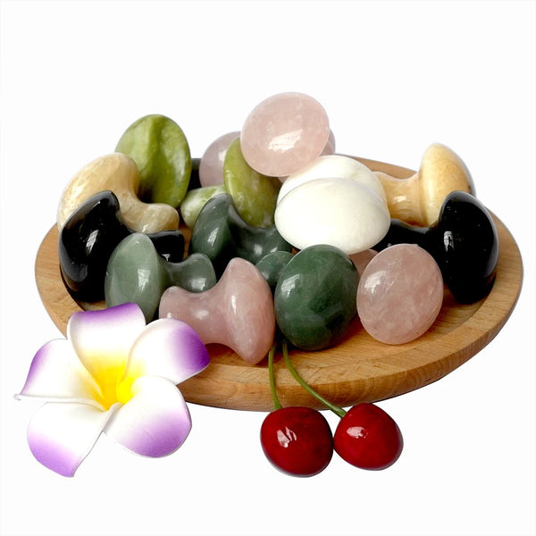 Rose Quartz Mushroom Foot Massage Stone Crystal Jade Facial Body Thin Anti-wrinkle Relaxation Beauty Health Care Tool