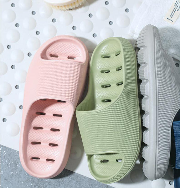 Women Indoor Slippers Thick Sole Cut-out Summer Shoes Woman Men Bathroom Slides Soft  Home Platform Slipper