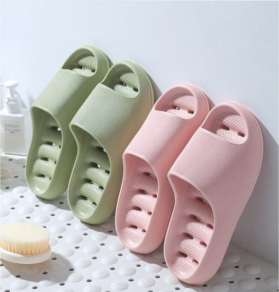 Women Indoor Slippers Thick Sole Cut-out Summer Shoes Woman Men Bathroom Slides Soft  Home Platform Slipper