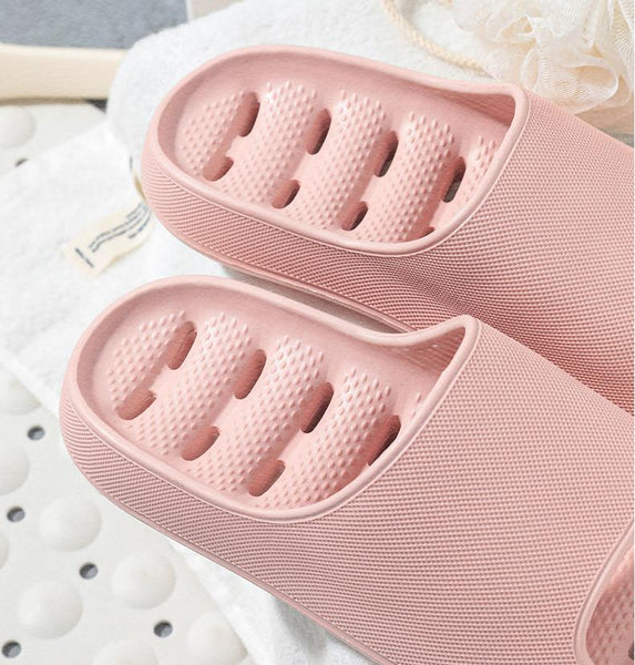 Women Indoor Slippers Thick Sole Cut-out Summer Shoes Woman Men Bathroom Slides Soft  Home Platform Slipper