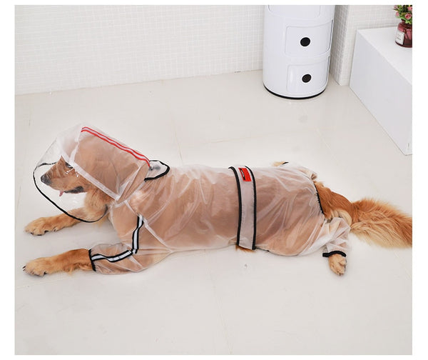 Pet Raincoat Puppy Four Feet Hooded Transparent Waterproof Teddy Large Dog Rain Out Clothes for Animals