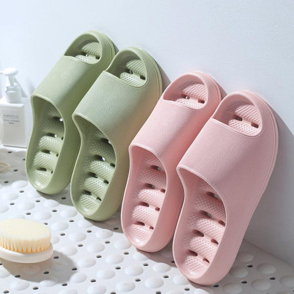 Women Indoor Slippers Thick Sole Cut-out Summer Shoes Woman Men Bathroom Slides Soft  Home Platform Slipper