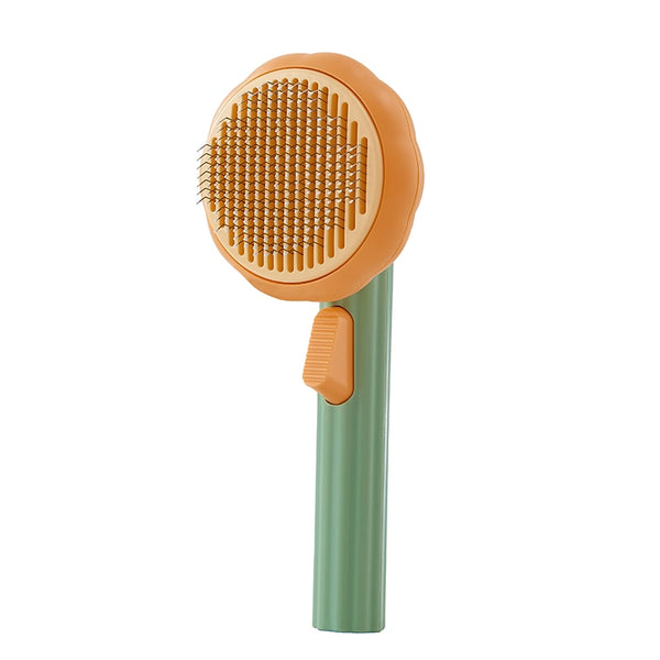 Pumpkin Self Cleaning Slicker Comb for Dog Cat Puppy Rabbit, Grooming Brush Tool Gently Removes Loose Undercoat Tangled Hair