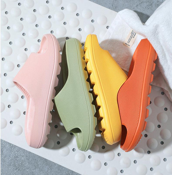 Women Indoor Slippers Thick Sole Cut-out Summer Shoes Woman Men Bathroom Slides Soft  Home Platform Slipper