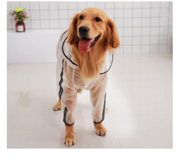 Pet Raincoat Puppy Four Feet Hooded Transparent Waterproof Teddy Large Dog Rain Out Clothes for Animals