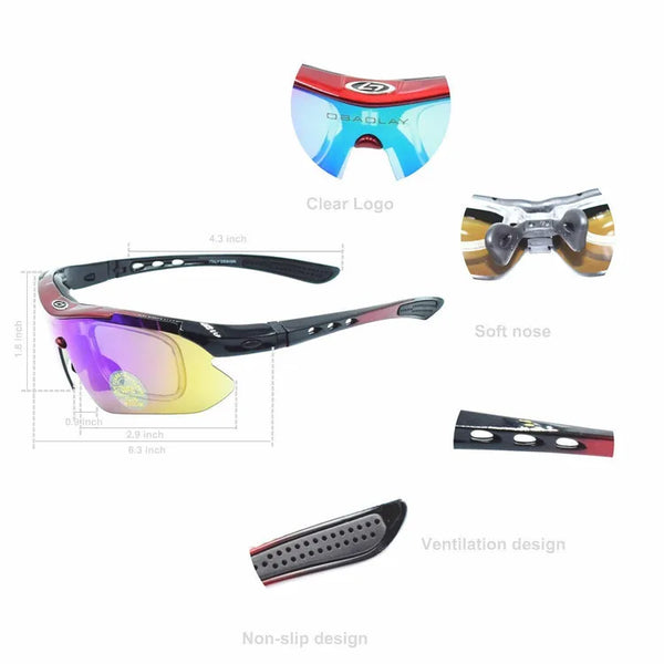 Polarized UV400 Cycling Sunglasses Bicycle Bike Eyewear Goggle Riding Outdoor Sports Fishing Glasses 5 Lens