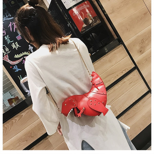 Dinosaur Design Rivets Women&#39;s Purses and Handbags Shoulder Chain Bag Designer Small  Crossbody Bag Female Clutch Bag Pu Leather