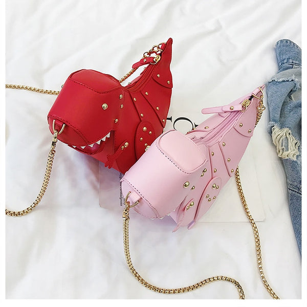 Dinosaur Design Rivets Women&#39;s Purses and Handbags Shoulder Chain Bag Designer Small  Crossbody Bag Female Clutch Bag Pu Leather