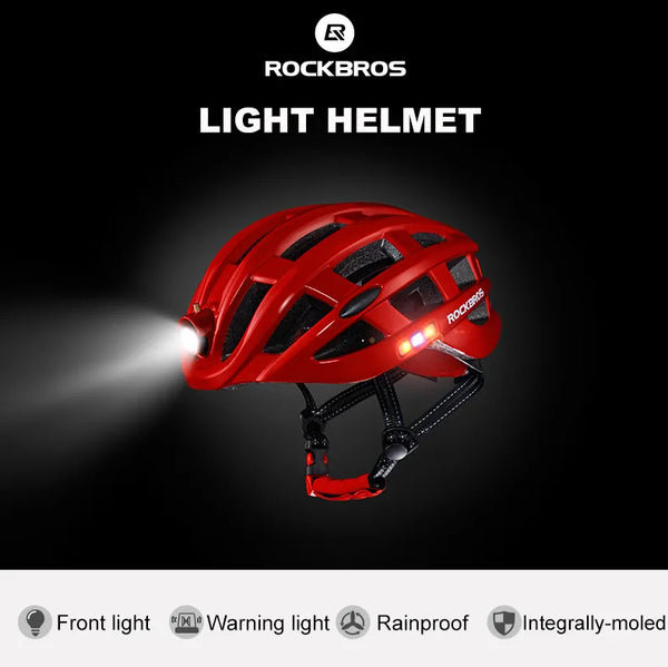 Bicycle Light Helmet Waterproof Bike Helmet USB Charge Cycling Helmet Integrally-molded MTB Road Bicycle Accessories