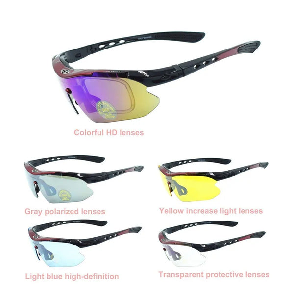 Polarized UV400 Cycling Sunglasses Bicycle Bike Eyewear Goggle Riding Outdoor Sports Fishing Glasses 5 Lens