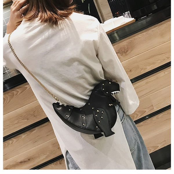 Dinosaur Design Rivets Women&#39;s Purses and Handbags Shoulder Chain Bag Designer Small  Crossbody Bag Female Clutch Bag Pu Leather