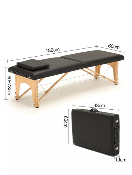 Folding Beauty Bed 180cm length 60cm width Professional Portable Spa Massage Tables Foldable with Bag Salon Furniture Wooden