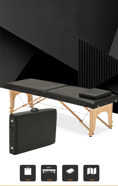 Folding Beauty Bed 180cm length 60cm width Professional Portable Spa Massage Tables Foldable with Bag Salon Furniture Wooden