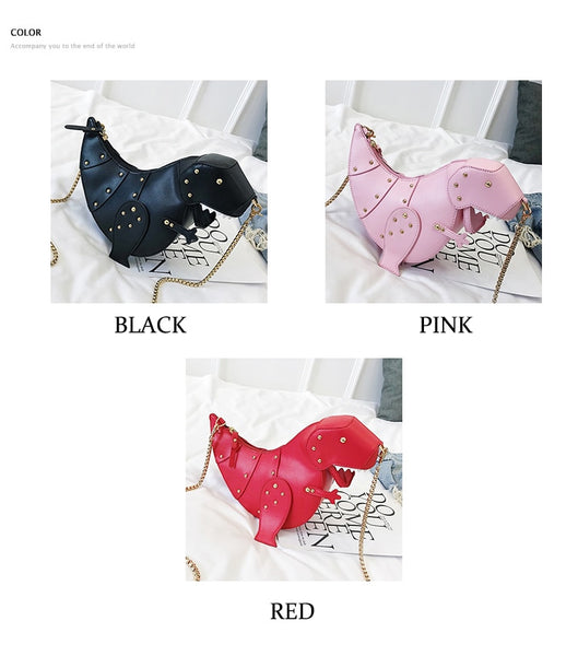 Dinosaur Design Rivets Women&#39;s Purses and Handbags Shoulder Chain Bag Designer Small  Crossbody Bag Female Clutch Bag Pu Leather