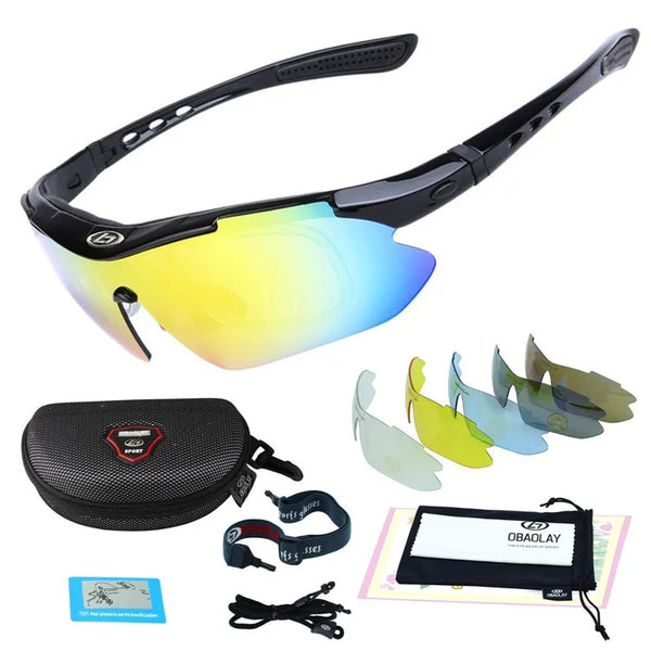 Polarized UV400 Cycling Sunglasses Bicycle Bike Eyewear Goggle Riding Outdoor Sports Fishing Glasses 5 Lens