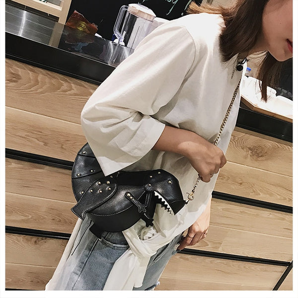 Dinosaur Design Rivets Women&#39;s Purses and Handbags Shoulder Chain Bag Designer Small  Crossbody Bag Female Clutch Bag Pu Leather