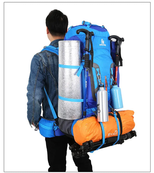 80L Camping Hiking Backpacks Big Outdoor Bag Backpack Nylon superlight Sport Travel Bag Aluminum alloy support 1.65kg