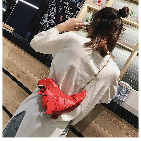 Dinosaur Design Rivets Women&#39;s Purses and Handbags Shoulder Chain Bag Designer Small  Crossbody Bag Female Clutch Bag Pu Leather