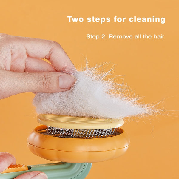 Pumpkin Self Cleaning Slicker Comb for Dog Cat Puppy Rabbit, Grooming Brush Tool Gently Removes Loose Undercoat Tangled Hair