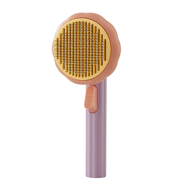 Pumpkin Self Cleaning Slicker Comb for Dog Cat Puppy Rabbit, Grooming Brush Tool Gently Removes Loose Undercoat Tangled Hair