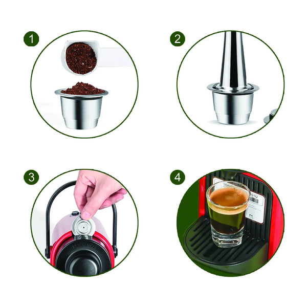 Nespresso Reusable Coffee Capsule Stainless Steel Refillable Filters Espresso Cup Fit Inissia & Pixie Coffee Maker