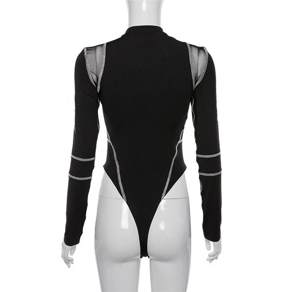 Splicing Long-Sleeved Motorcycle Cycling Clothing Sexy Top Mesh body suit