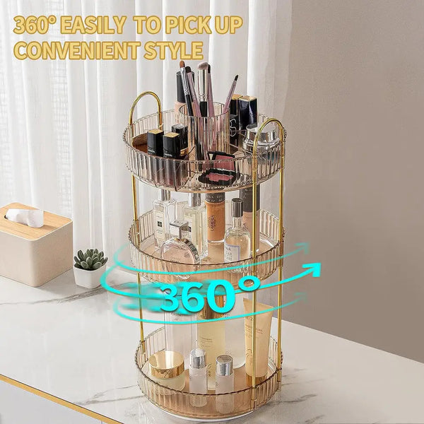 Rotating Cosmetic Storage Box Acrylic Makeup Organizer Ins Desktop Finishing Tray Bathroom Skin Care Products Rack Accessories