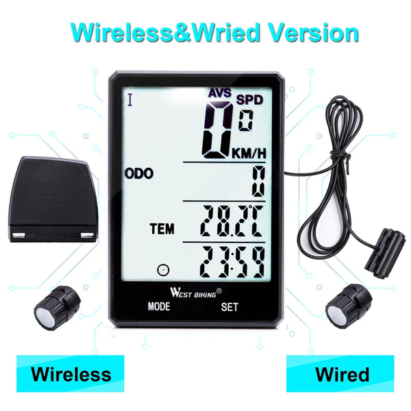 Wireless Bicycle Computer Backlight Waterproof Cycling Speedometer Mechanical Magnet Speed Sensor Bike Odometer