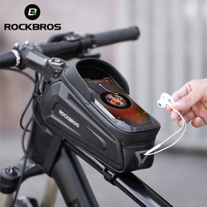 ROCKBROS Bicycle Bag Waterproof Touch Screen Cycling Bag Top Front Tube Frame MTB Road Bike Bag 6.5 Phone Case Bike Accessories