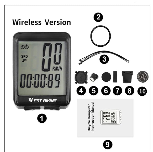 Wireless Bicycle Computer Backlight Waterproof Cycling Speedometer Mechanical Magnet Speed Sensor Bike Odometer