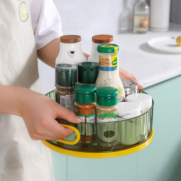 Rotating Tray Bathroom Storage Box Kitchen Storage Container Cosmetic Organizer For Seasoning Snack Food Stationery Toiletry