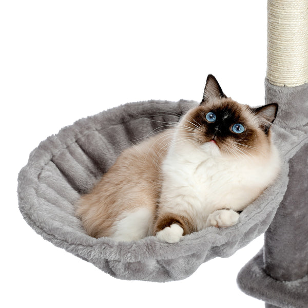 Cat Tree Towel Scratching Sisal Post Multi-Level Pet Climbing Tree with Hammock Bed Cat Ladder Extra Large Perch with Toy Ball