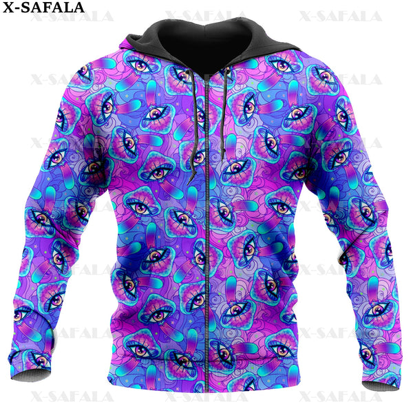 Natural Psychedelic Mushroom Eyes Trippy 3D Print Zipper Hoodie Man Female Pullover Sweatshirt Hooded Jacket Jersey Tracksuits-2