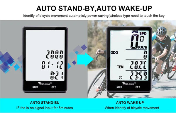 Wireless Bicycle Computer Backlight Waterproof Cycling Speedometer Mechanical Magnet Speed Sensor Bike Odometer