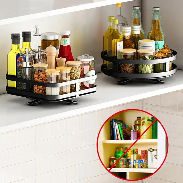 Kitchen Organizer Spices Rack 360° Rotating Seasoning Holder Storage Tray Multipurpose Storage Rack for Kitchen Countertop