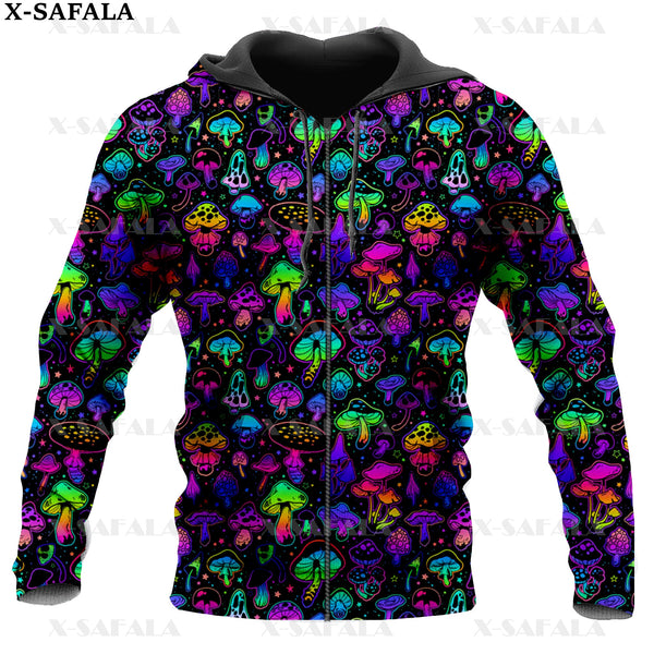 Natural Psychedelic Mushroom Eyes Trippy 3D Print Zipper Hoodie Man Female Pullover Sweatshirt Hooded Jacket Jersey Tracksuits-2