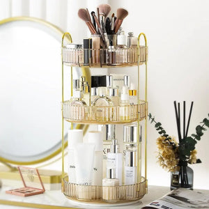 Rotating Cosmetic Storage Box Acrylic Makeup Organizer Ins Desktop Finishing Tray Bathroom Skin Care Products Rack Accessories