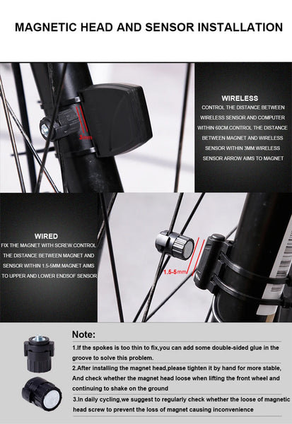 Wireless Bicycle Computer Backlight Waterproof Cycling Speedometer Mechanical Magnet Speed Sensor Bike Odometer