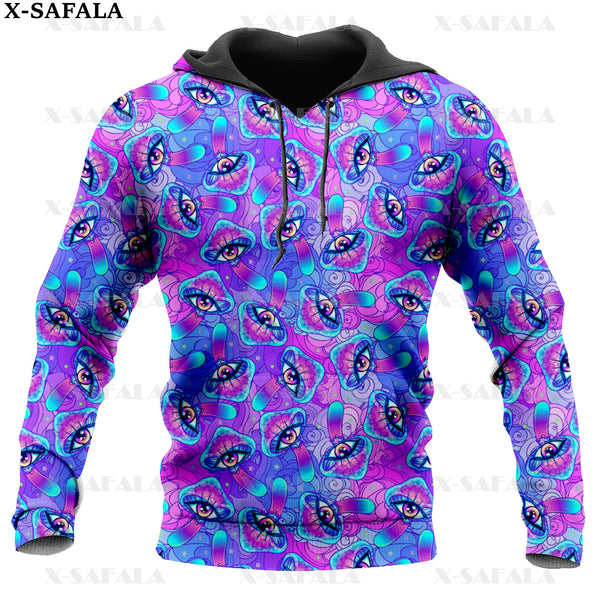 Natural Psychedelic Mushroom Eyes Trippy 3D Print Zipper Hoodie Man Female Pullover Sweatshirt Hooded Jacket Jersey Tracksuits-2